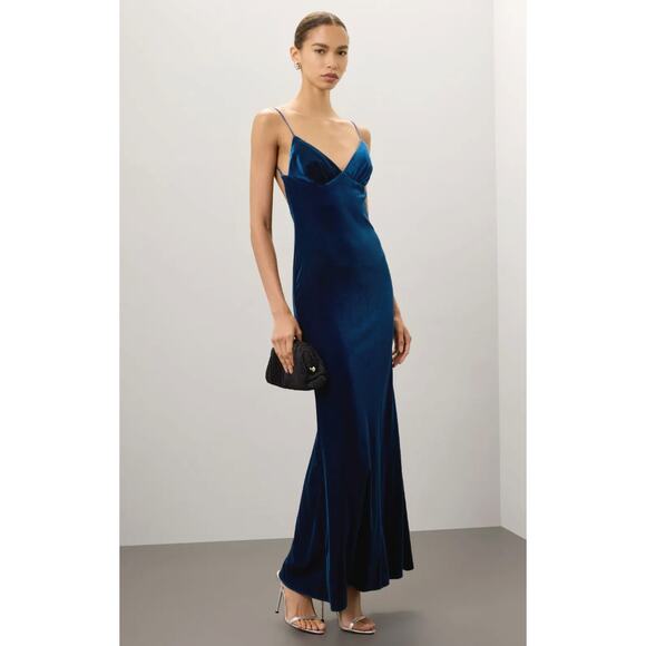 Katie May Ariel Velvet Gown in Navy Blue - Picture 1 of 11